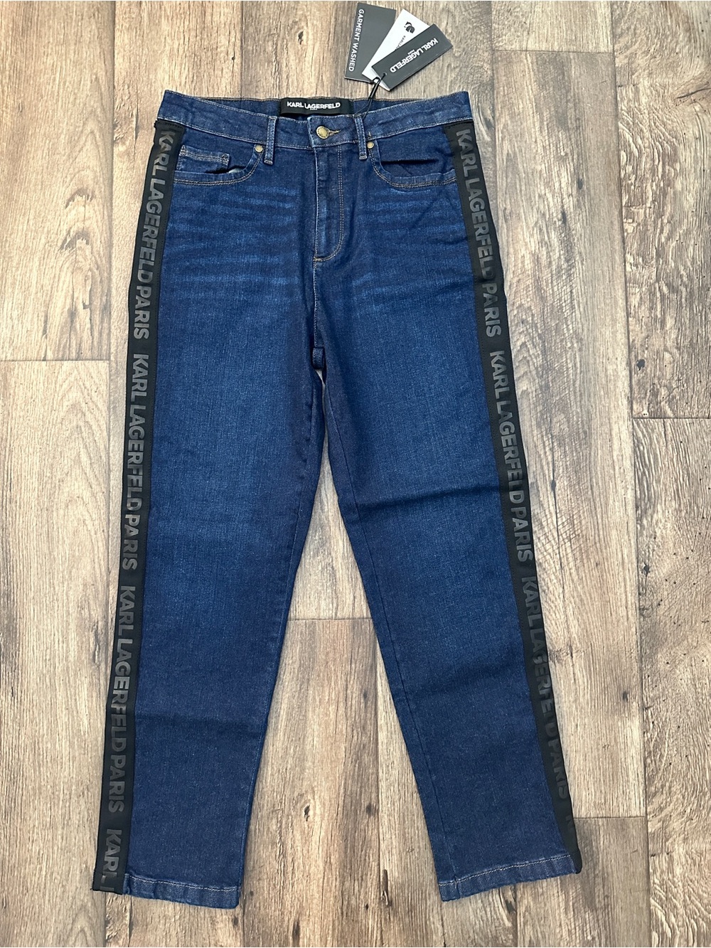 Karl Lagerfeld Cotton Blend Side Logo Denim Jeans Women’s Size 10 Blue